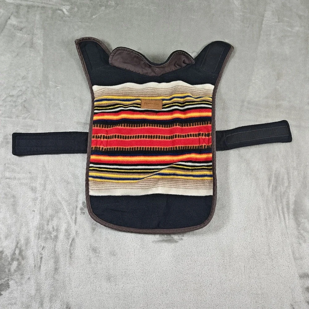 Pendleton Dog Coat Small Black Southwest Yakima Camp Stripe Quilted Fleece Vest